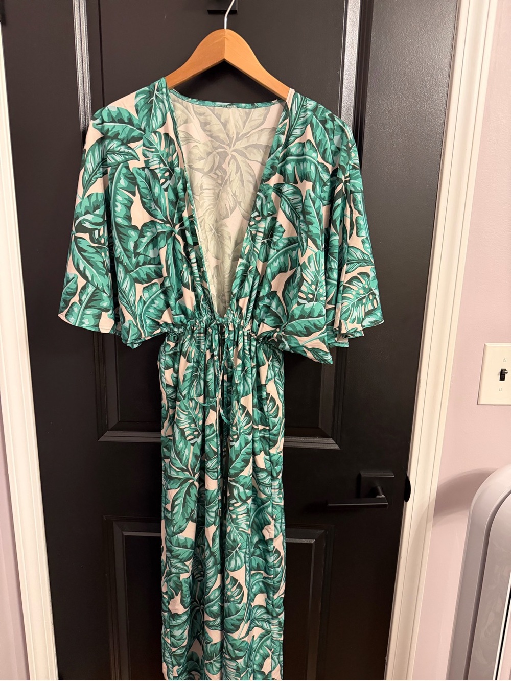 Kenny Flowers Tropical Leaf Print Swim Coverup